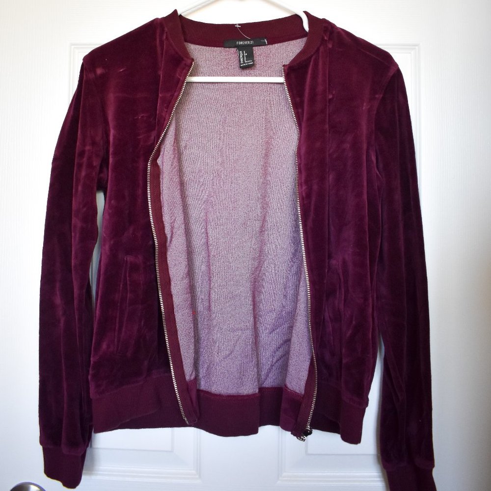 Forever 21 Purple Velvet Zip Up